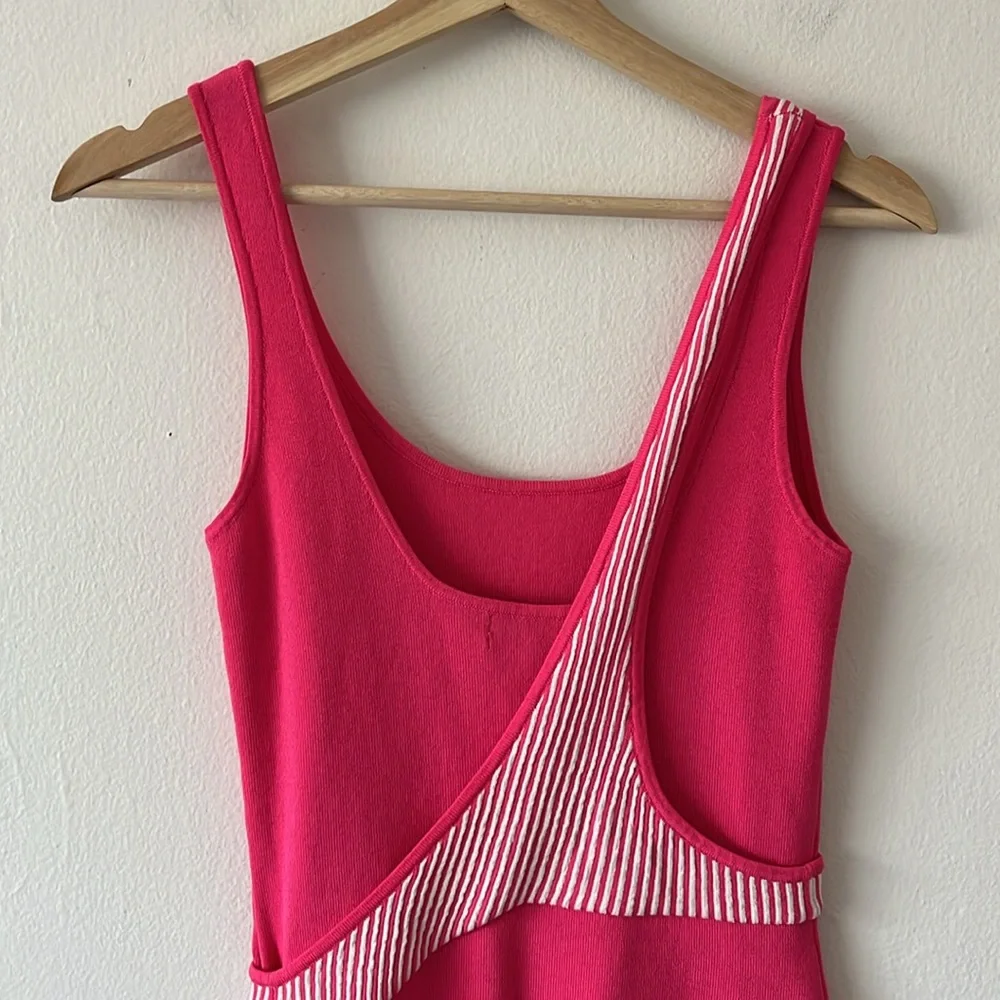 Esteban Cortazar Pink Varsity Knit Dress Bodycon Tank‎ Midi Dress size XS